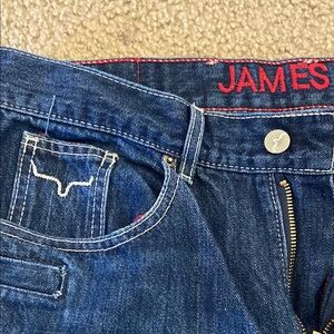 Blue Denim Jeans with Red Stitching